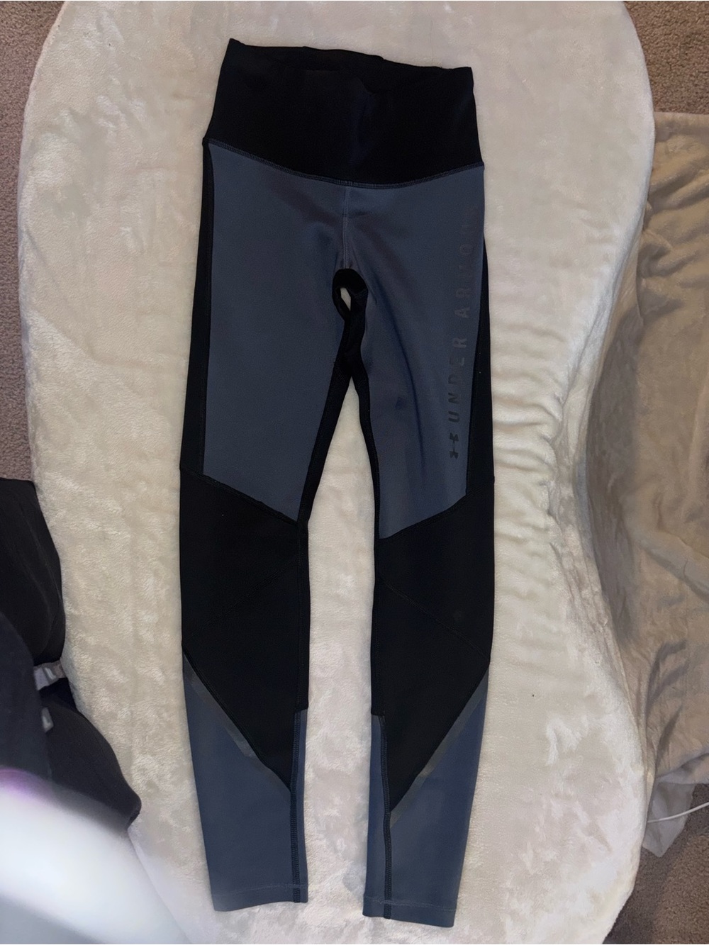 Under Armour Black and Gray Girls' Colorblock Leggings